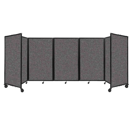 Versare Room Divider 360 Folding Portable Partition 14" x 5' Charcoal Gray Fabric 1160507